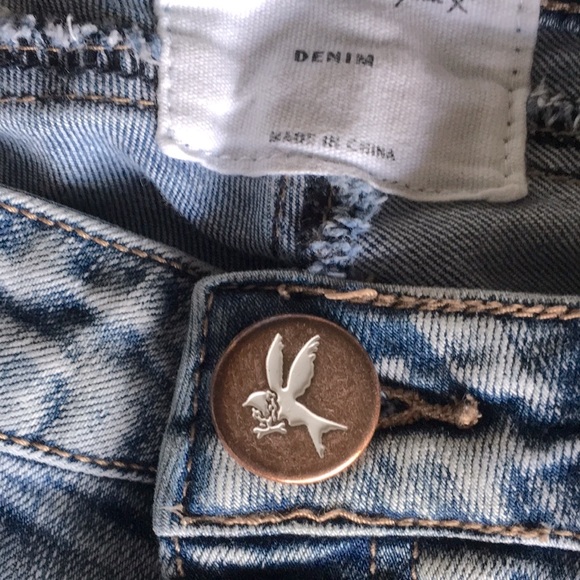 ONE TEASPOON DENIM “YARD BIRDS” SKINNY JEANS HIDDEN BUTTON FLY RAW HEM - Picture 7 of 15